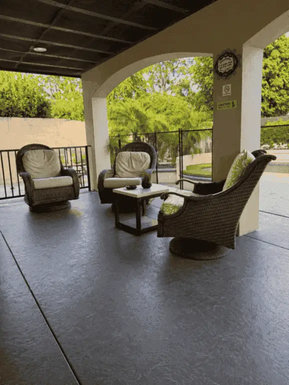 Covered backyard seating area