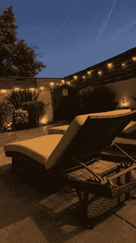 Close-up of evening lounge seating