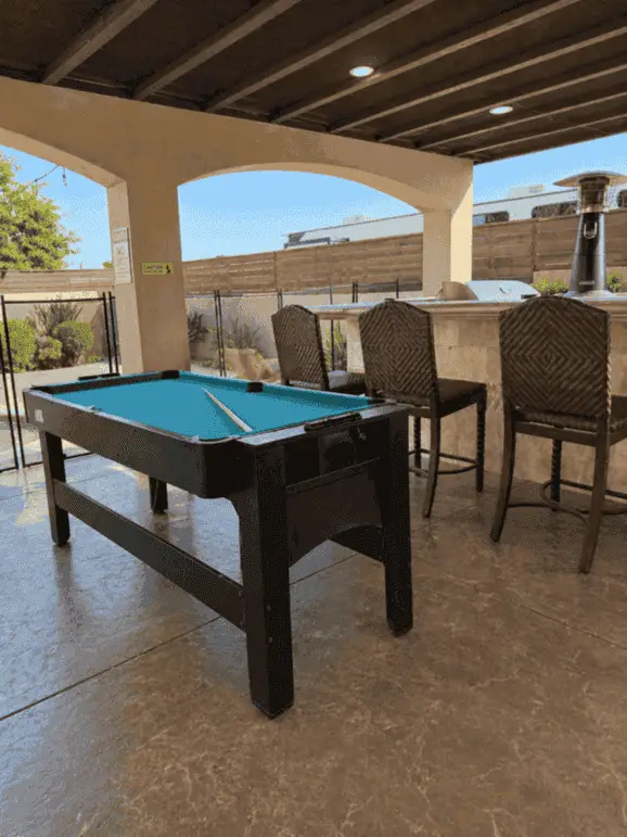 Covered recreation area with pool table