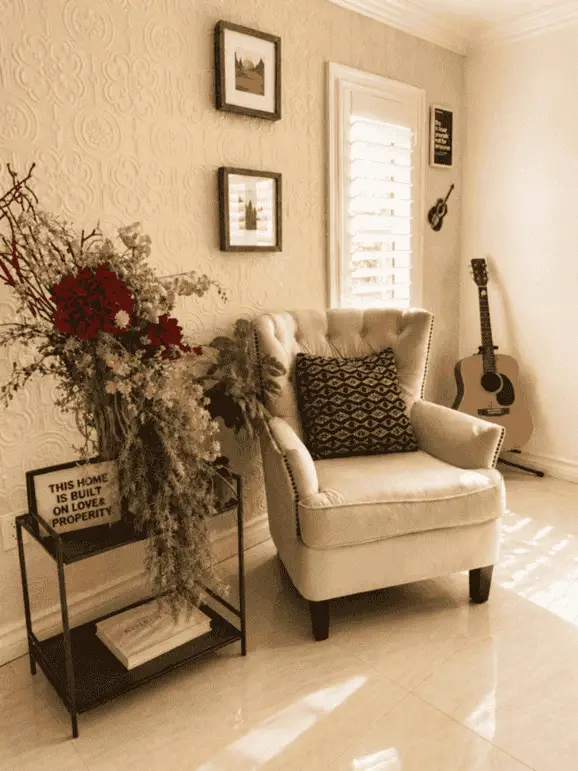 Living room reading nook with natural light